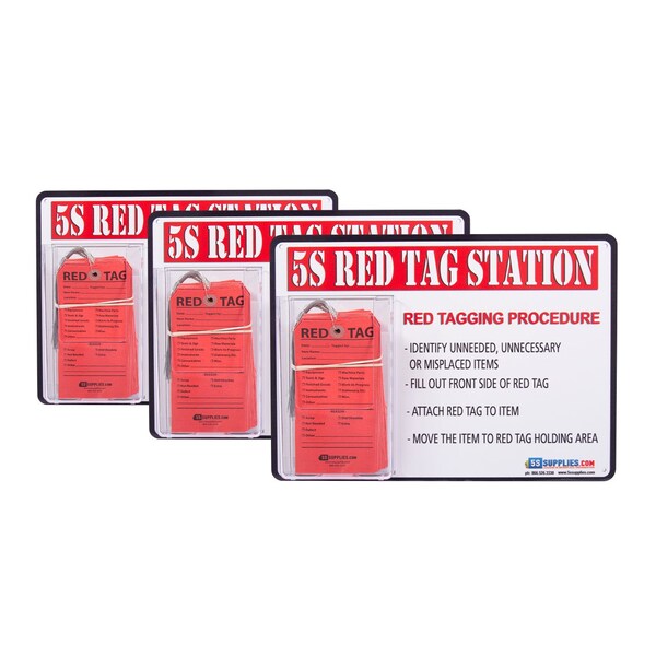 11 in W, Red/White, Rectangle, 3 PK